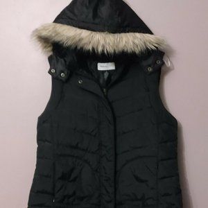 Style & Co. Women's Black Vest With Fur Lined Hood